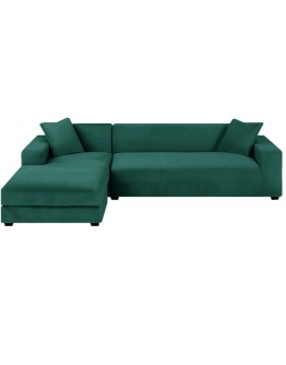 Калъф за ъглов и прав диван еластичен кадифе в зелено, сив и бежов 190-230см